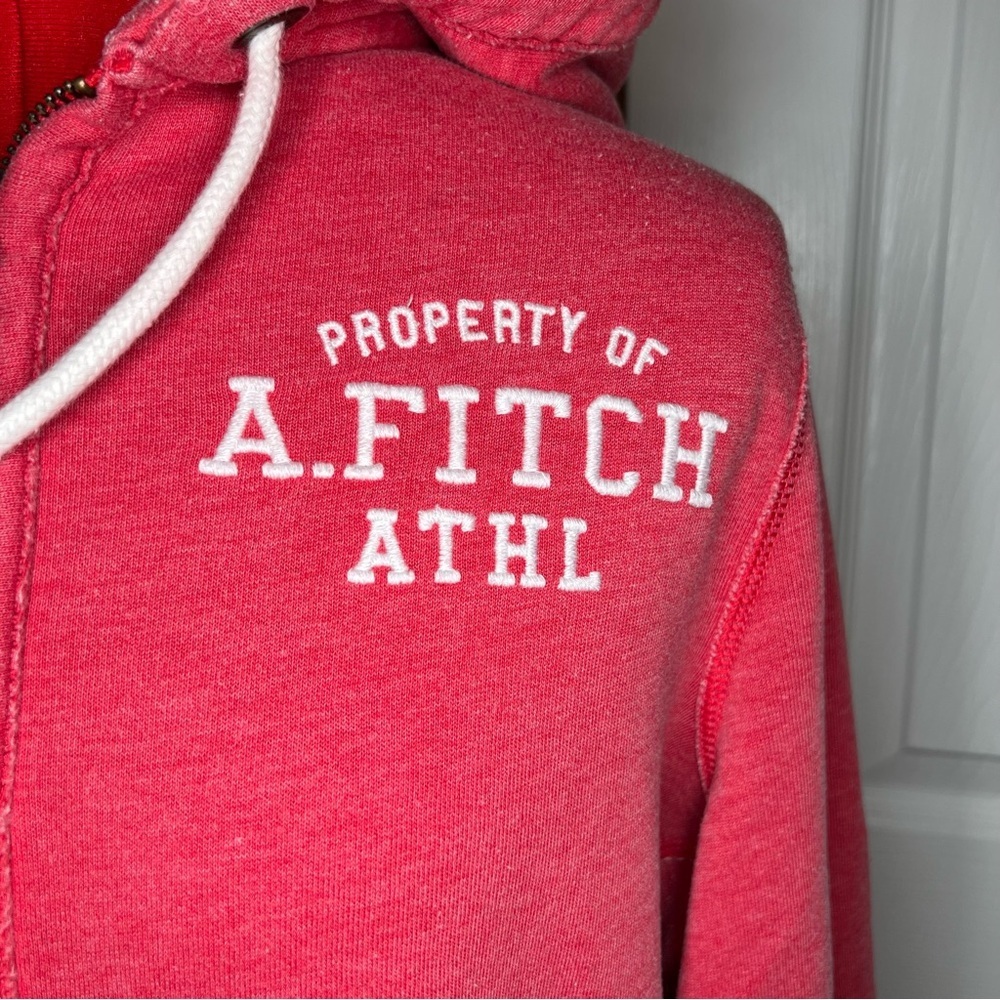 Abercrombie & Fitch Muscle Full Zip Red Hooded Sweatshirt Y2K Mens Large - Picture 2 of 9